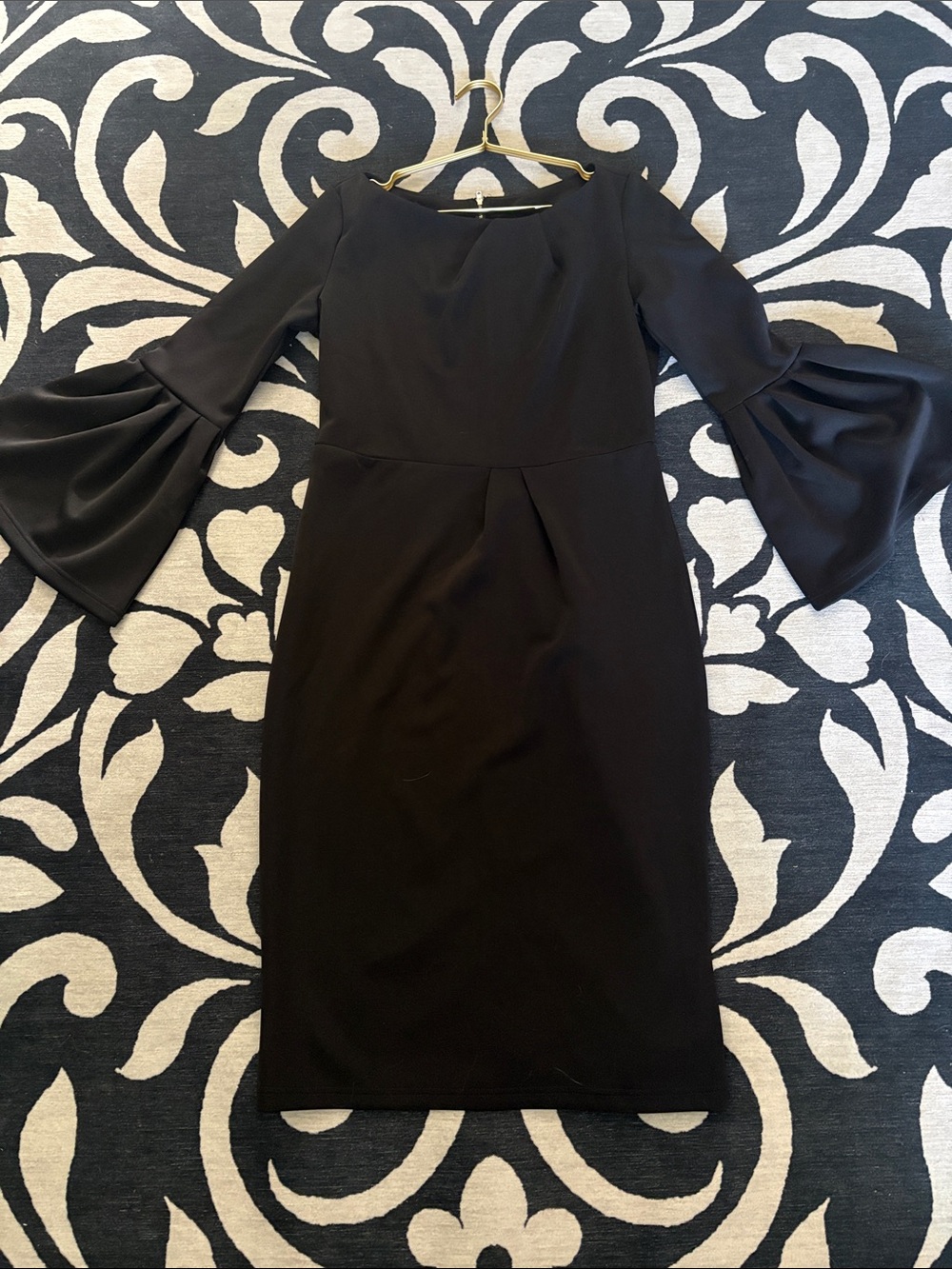 SHEIN Black Bell-Sleeve Sheath Dress - Brand Unspecified